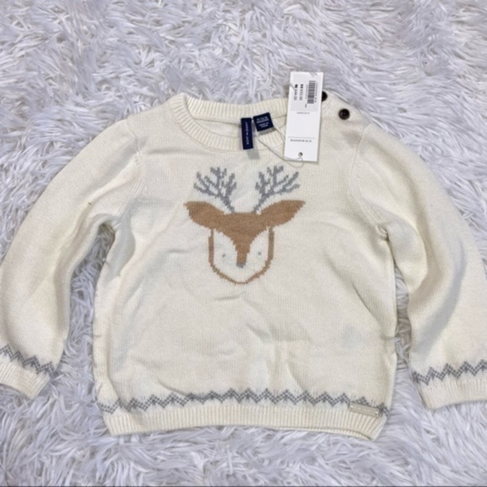 New Janie and Jack Reindeer Sweater Ivory